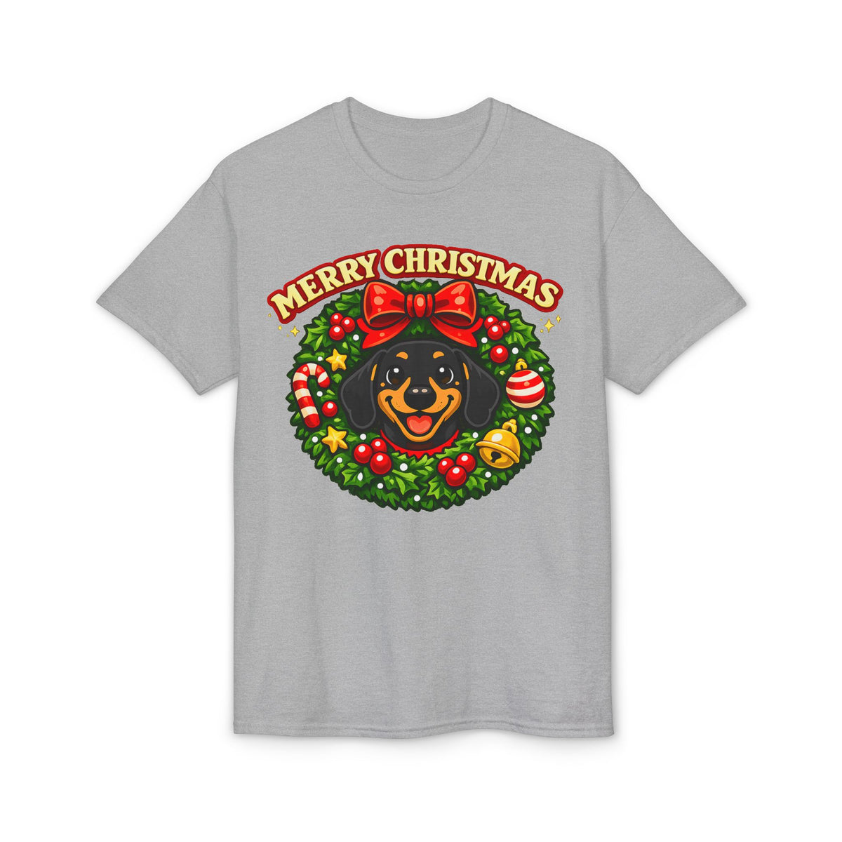 Merry Christmas Dachshund In Wreath T-Shirt