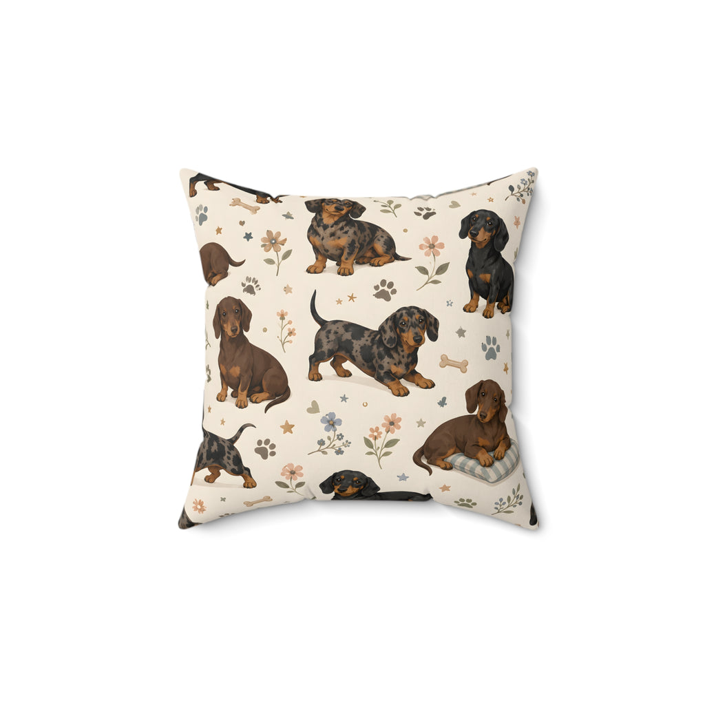 Doxie Delight Spun Polyester Square Decorative Pillow