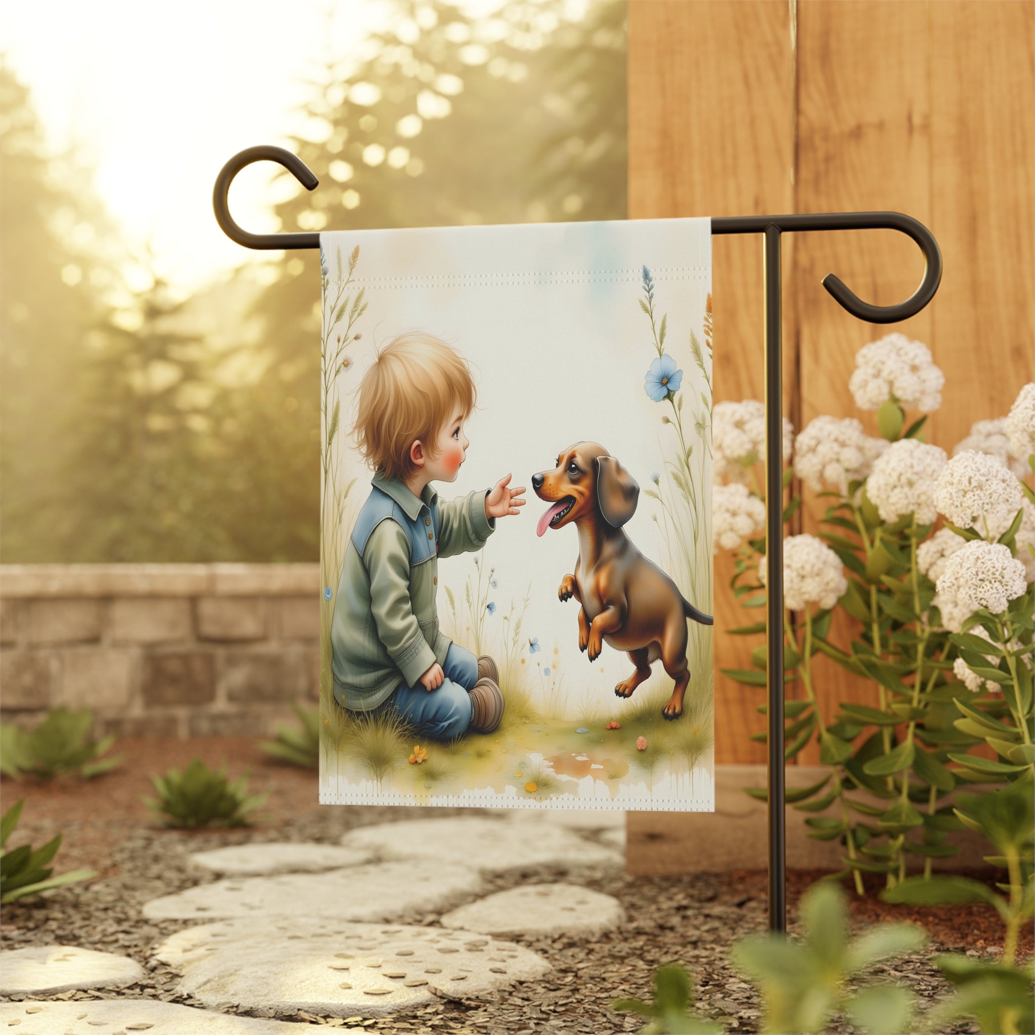 Puppy Bonding Garden Flag