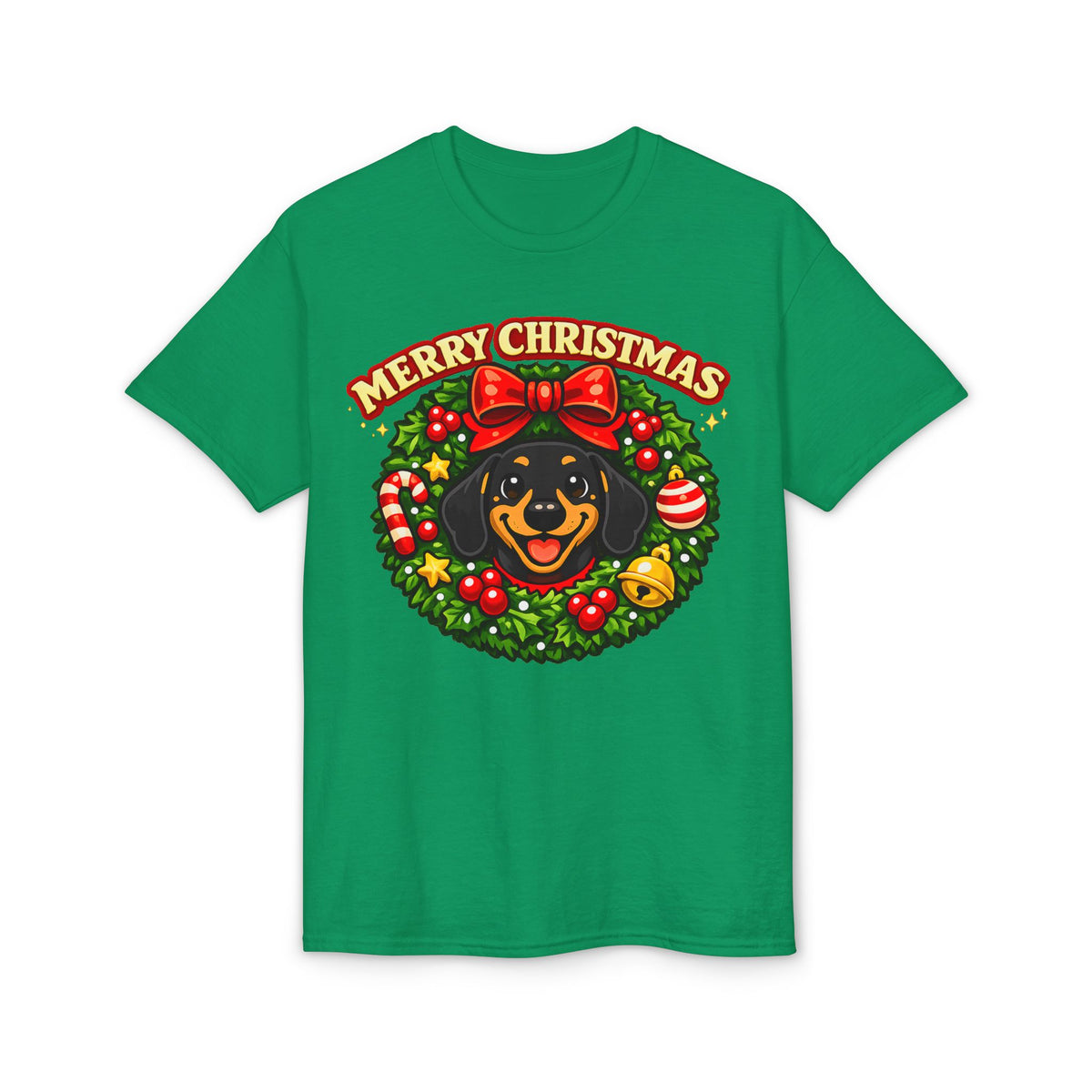 Merry Christmas Dachshund In Wreath T-Shirt