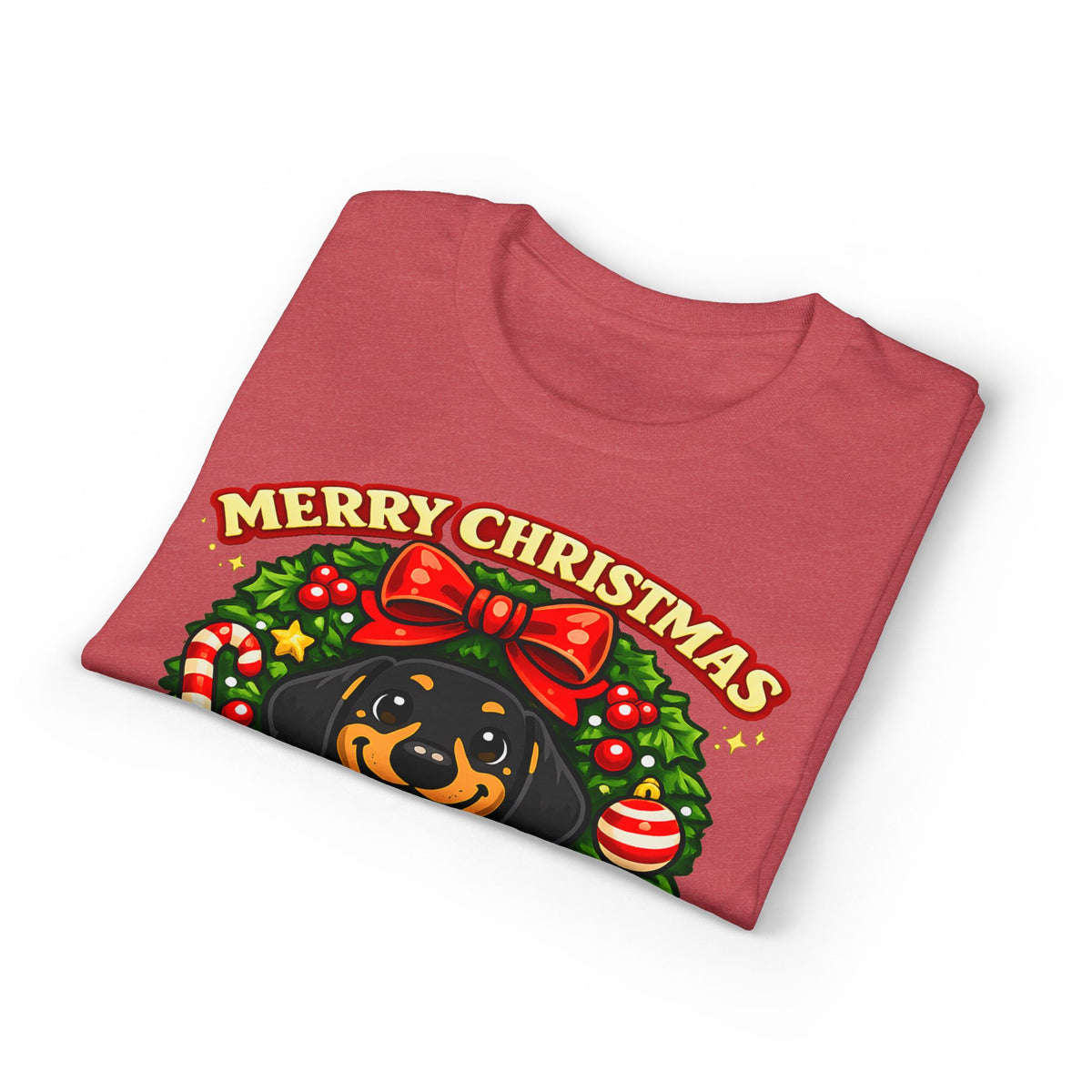 Merry Christmas Dachshund In Wreath T-Shirt
