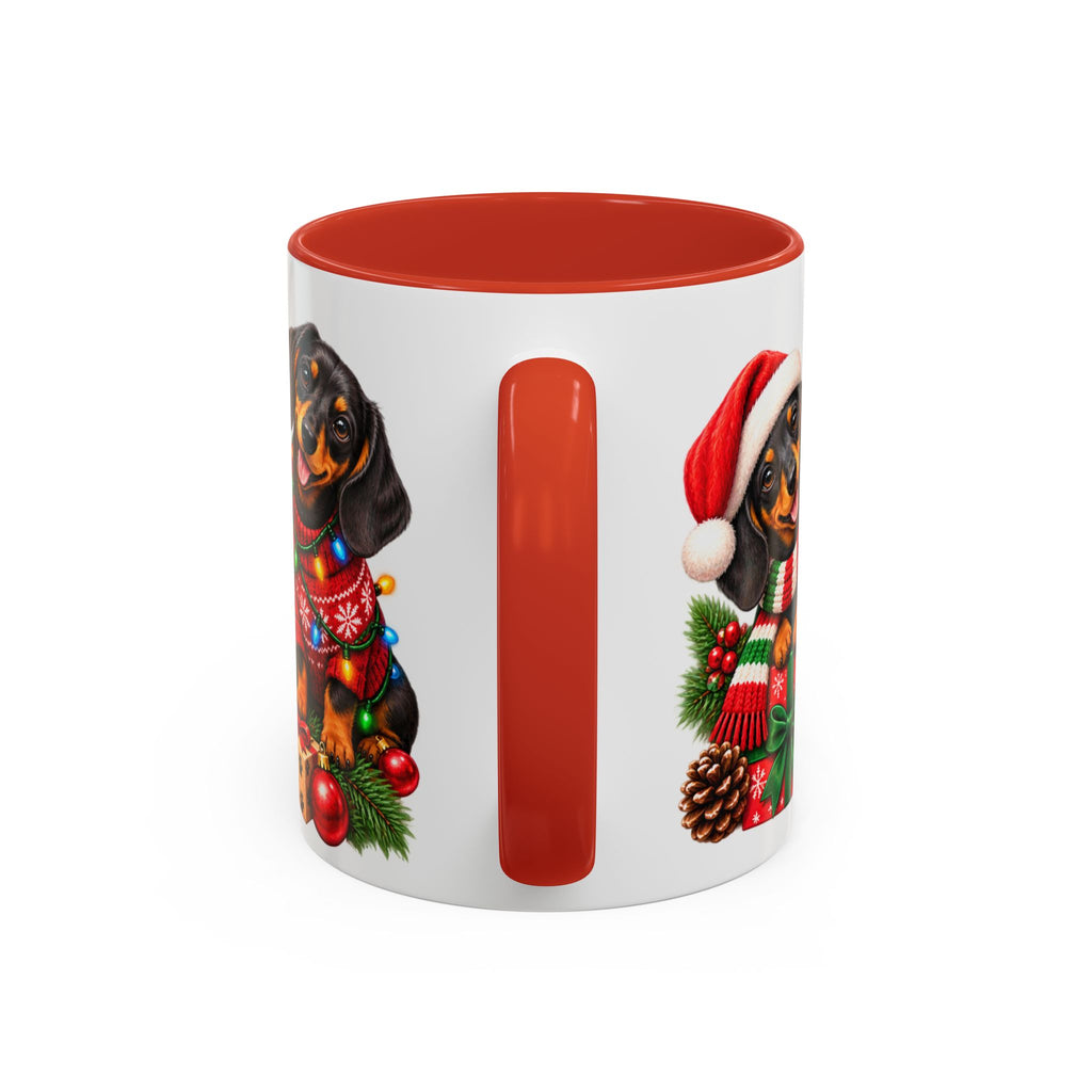 Festive Christmas Dachshunds Accent Coffee Mug