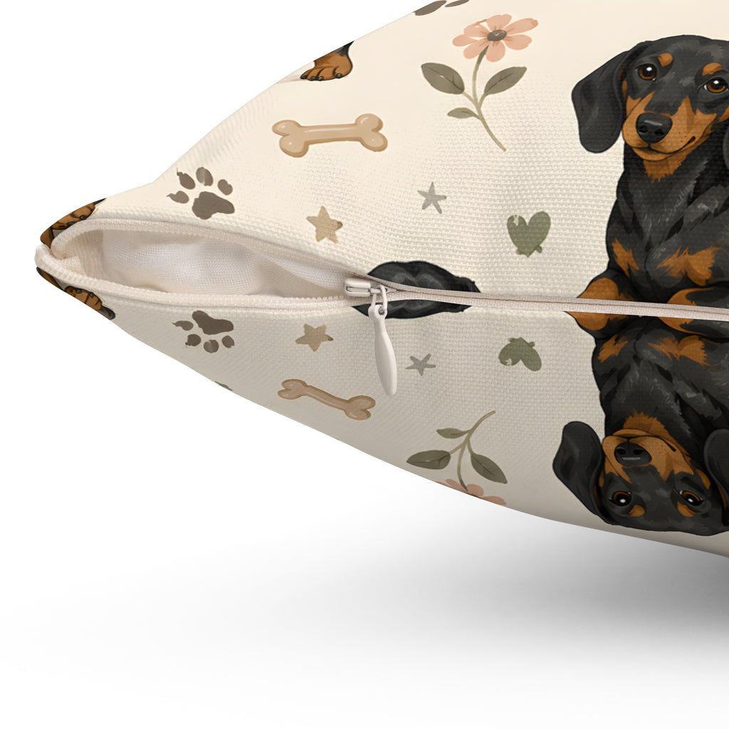 Doxie Delight Spun Polyester Square Decorative Pillow