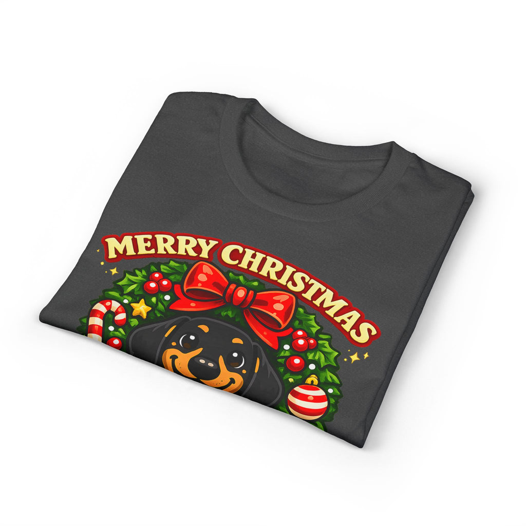 Merry Christmas Dachshund In Wreath T-Shirt