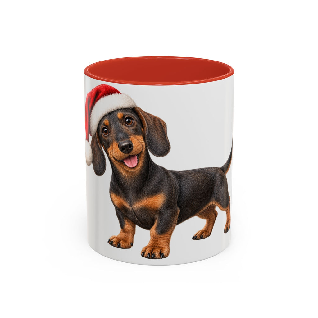 Short Hair Dachshund Santa Hat Accent Coffee Mug