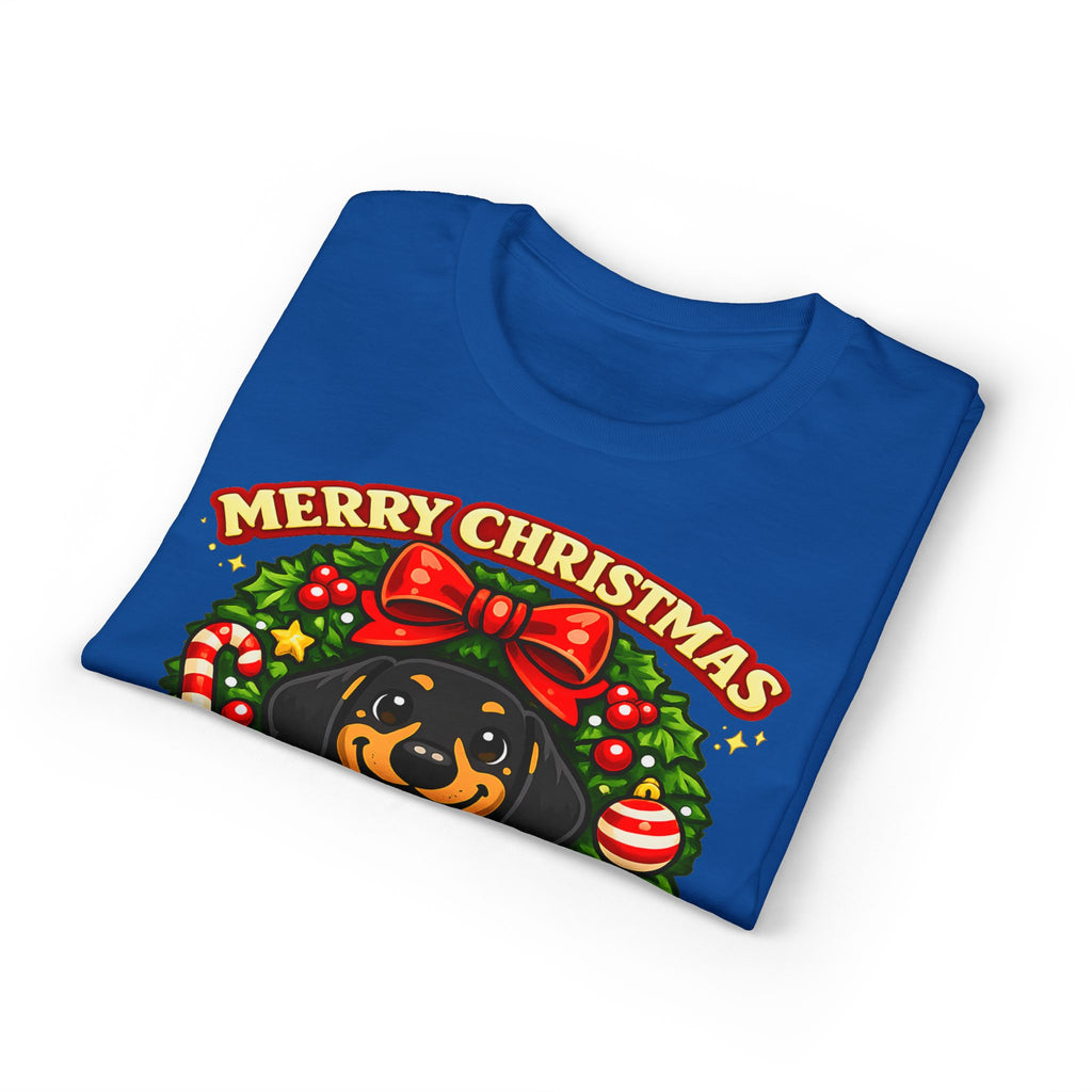 Merry Christmas Dachshund In Wreath T-Shirt