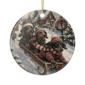 Dachshunds Sledding Step 2 Sided Ceramic Ornament