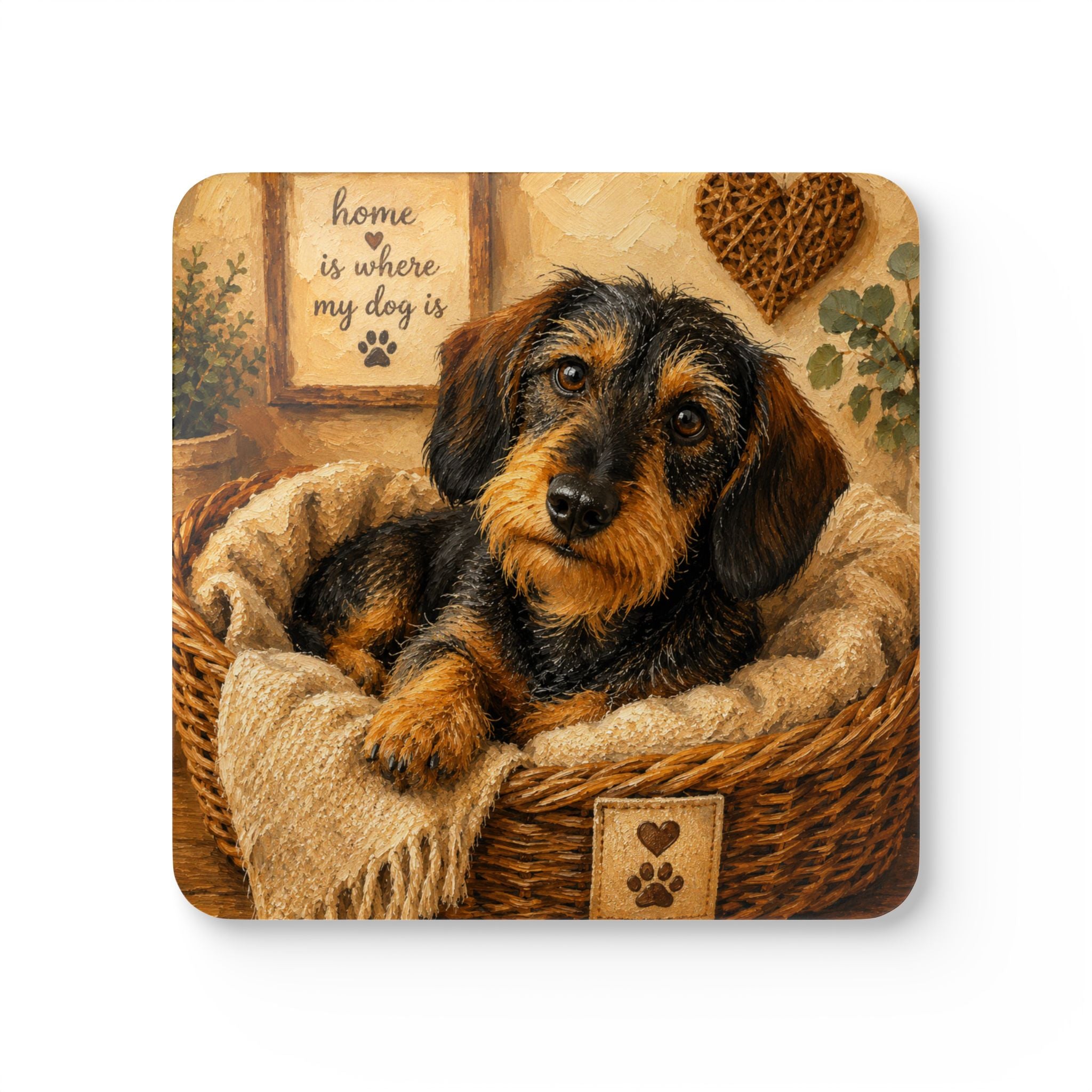 Cozy Wire Hair Corkwood Coaster Set
