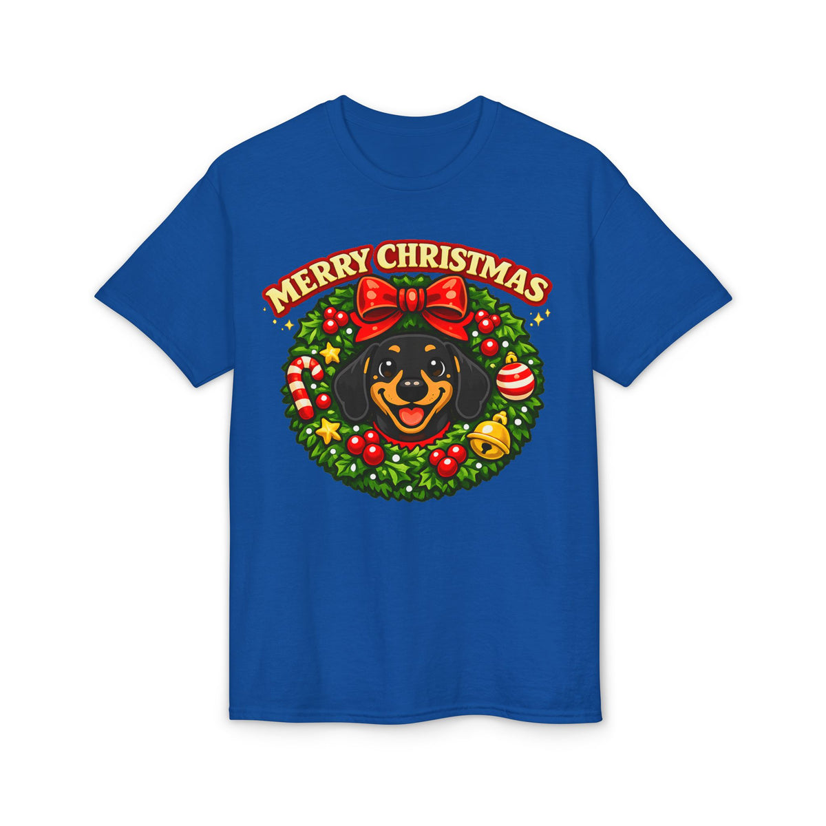Merry Christmas Dachshund In Wreath T-Shirt