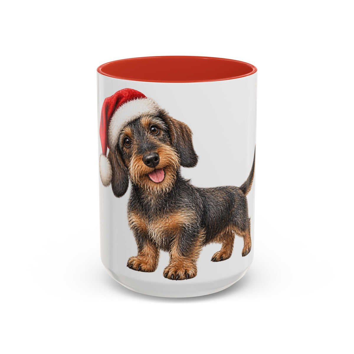 Wire Hair Dachshund Santa Hat Accent Coffee Mug