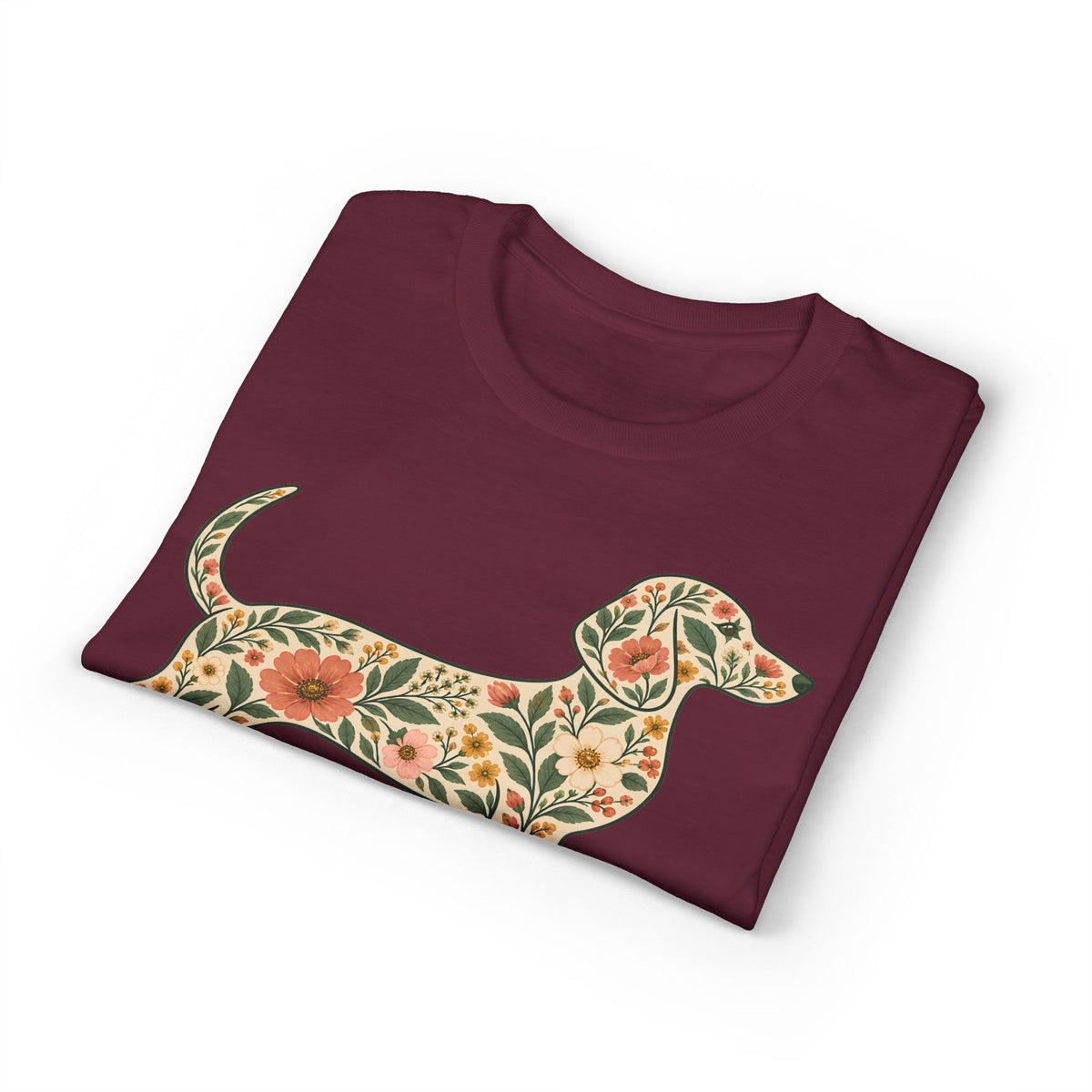 Floral Dachshund Silhouette Women's T-Shirt