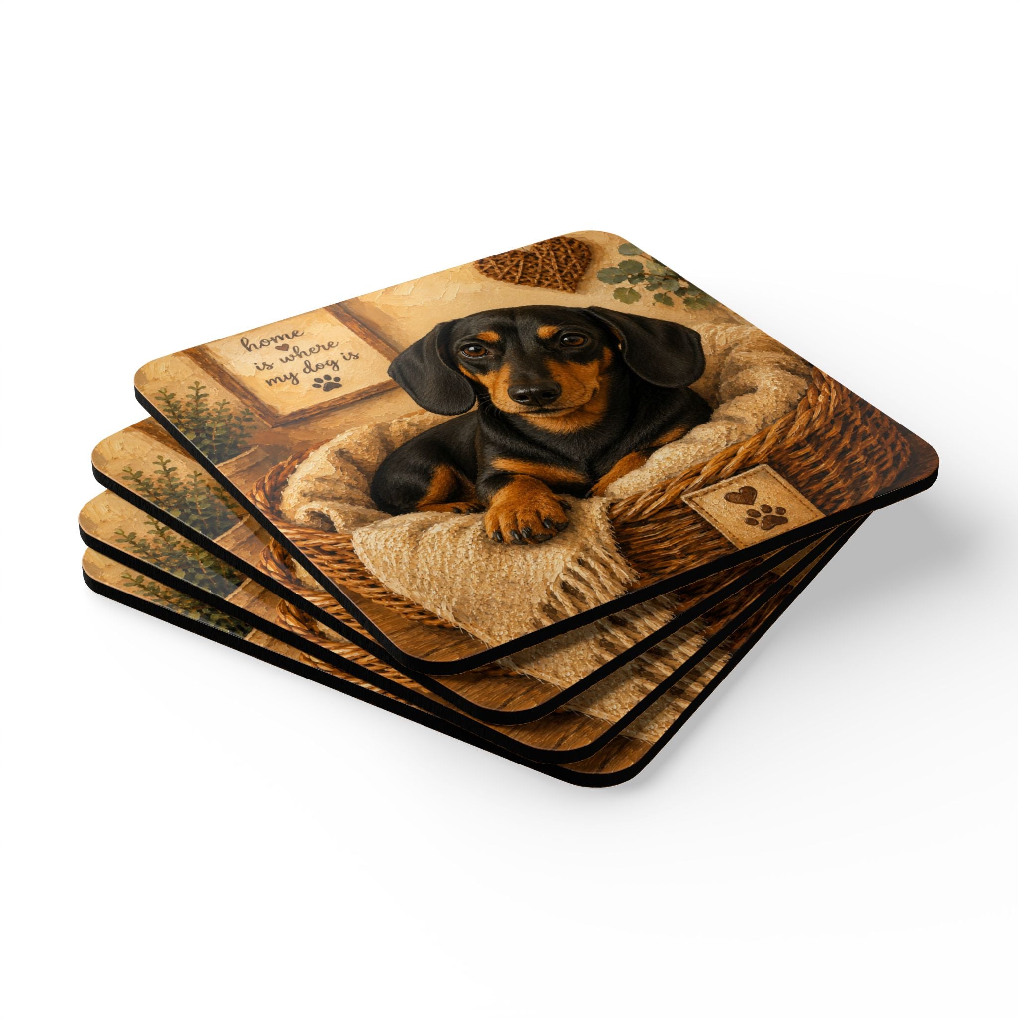 Cozy Short Hair Corkwood Coaster Set