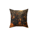 Spooky Dachshund Trio Halloween Night Spun Polyester Square Decorative Pillow