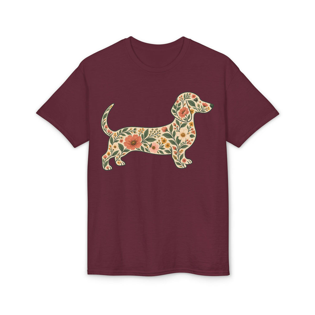 Floral Dachshund Silhouette Women's T-Shirt