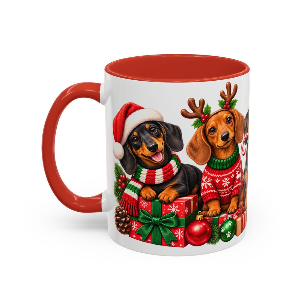Festive Christmas Dachshunds Accent Coffee Mug