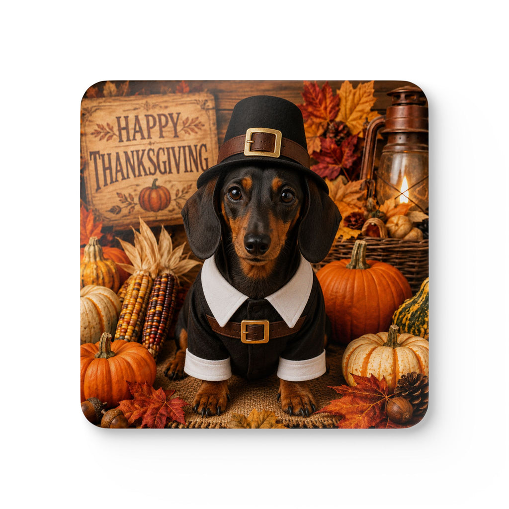 Short Hair Dachshund Pilgrim Corkwood Coaster Set