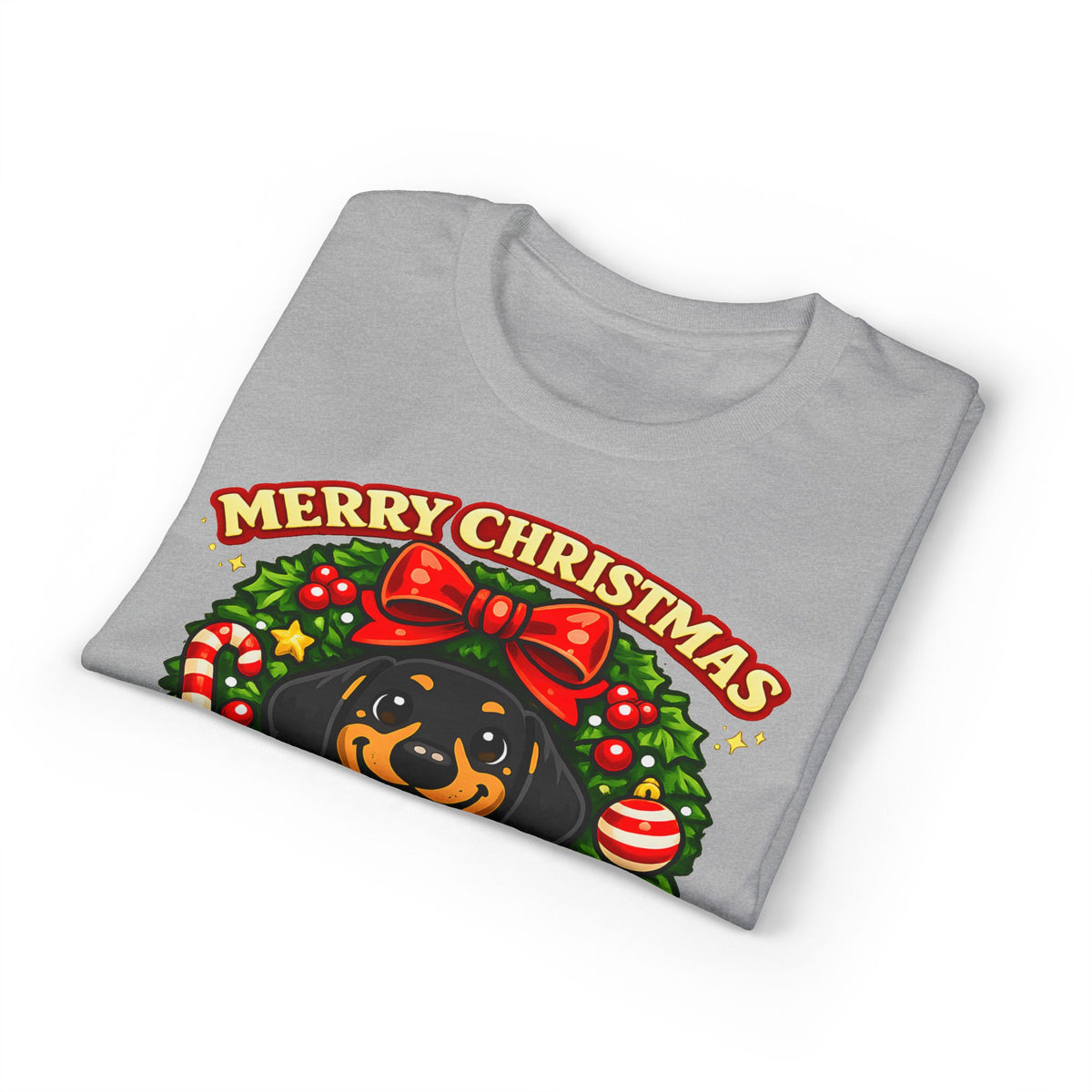 Merry Christmas Dachshund In Wreath T-Shirt
