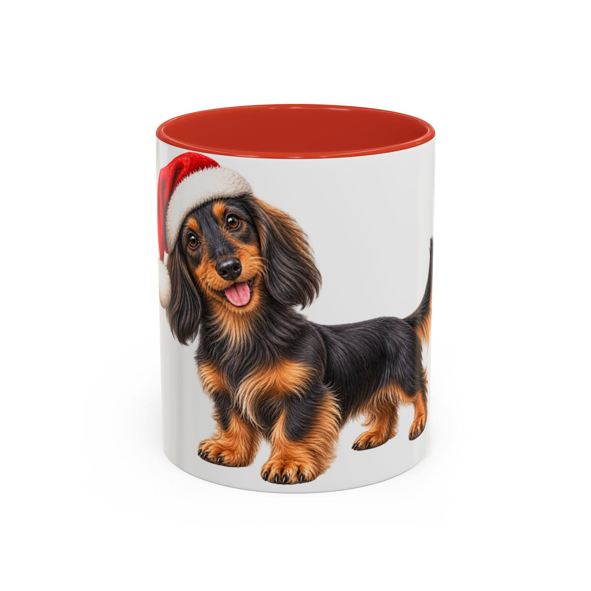 Long Hair Dachshund Santa Hat Accent Coffee Mug