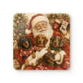 Santa Claus With Dachshunds Corkwood Coaster Set