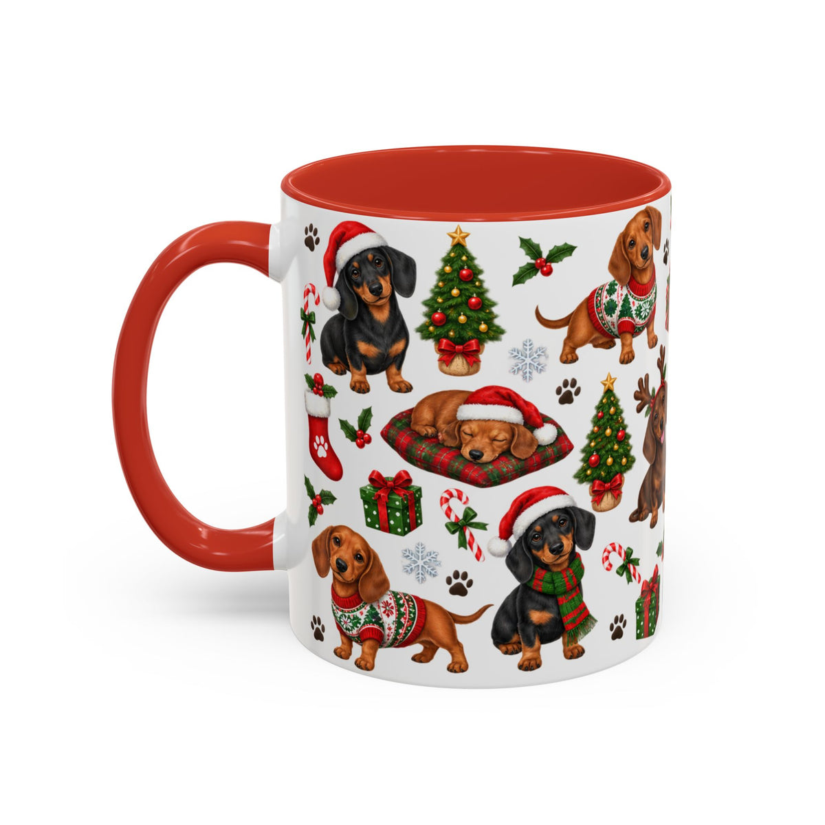 Dachshunds' Festive Christmas Activities Accent Coffee Mug