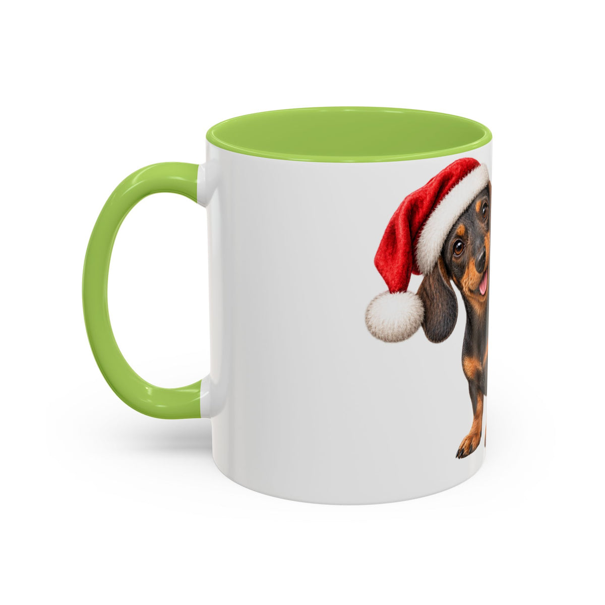 Short Hair Dachshund Santa Hat Accent Coffee Mug
