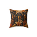 Autumn Dachshund Trio Pilgrims Spun Polyester Square Decorative Pillow