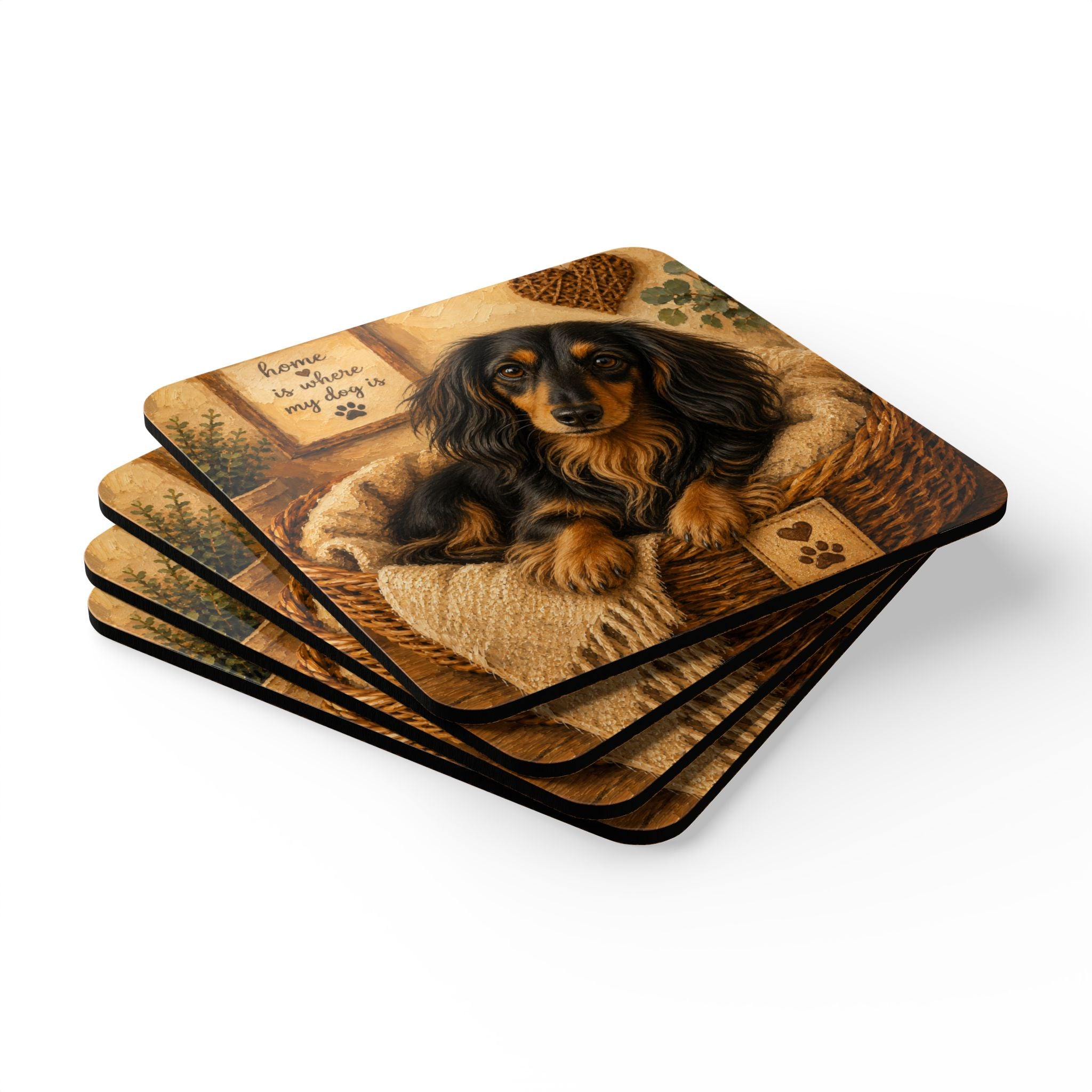 Cozy Long Hair Corkwood Coaster Set