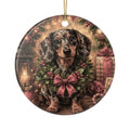 Dapple With Wreath Sided Ceramic Ornament