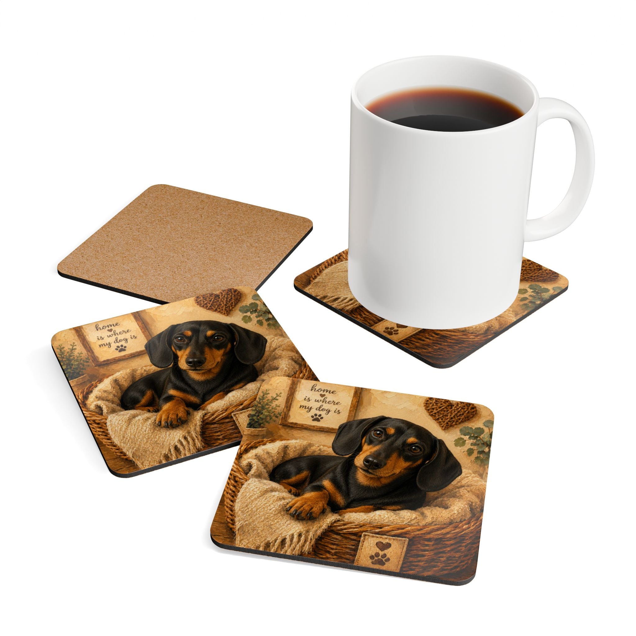 Cozy Short Hair Corkwood Coaster Set
