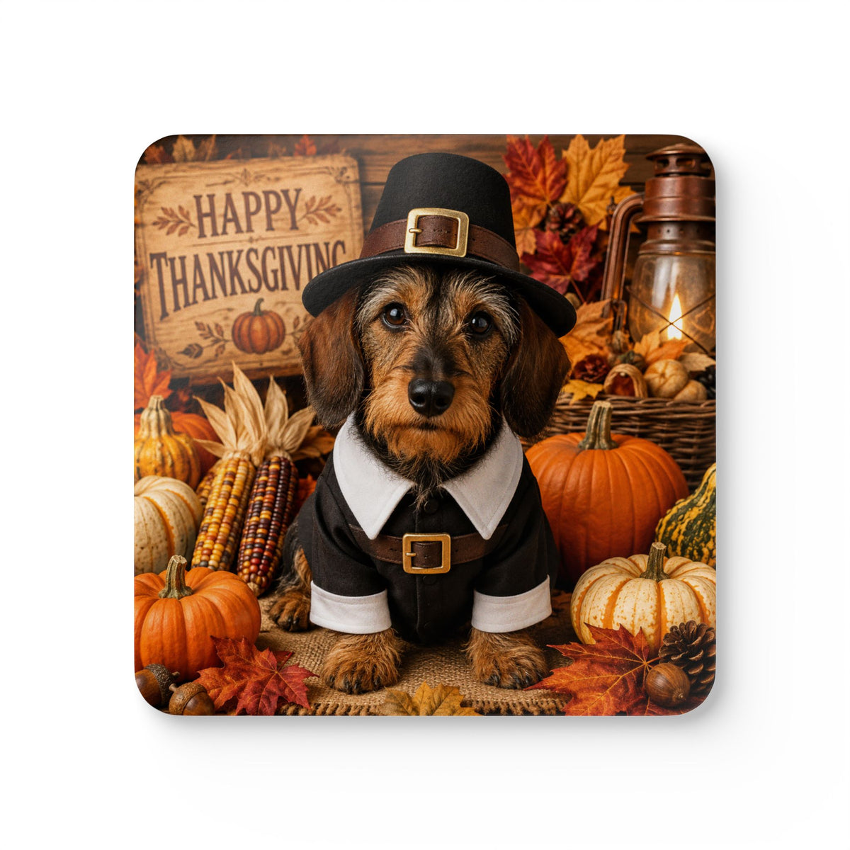 Wire Hair Dachshund Pilgrim Corkwood Coaster Set