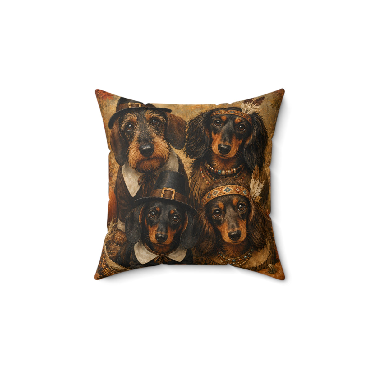 Pilgrims & Indians Spun Polyester Square Decorative Pillow