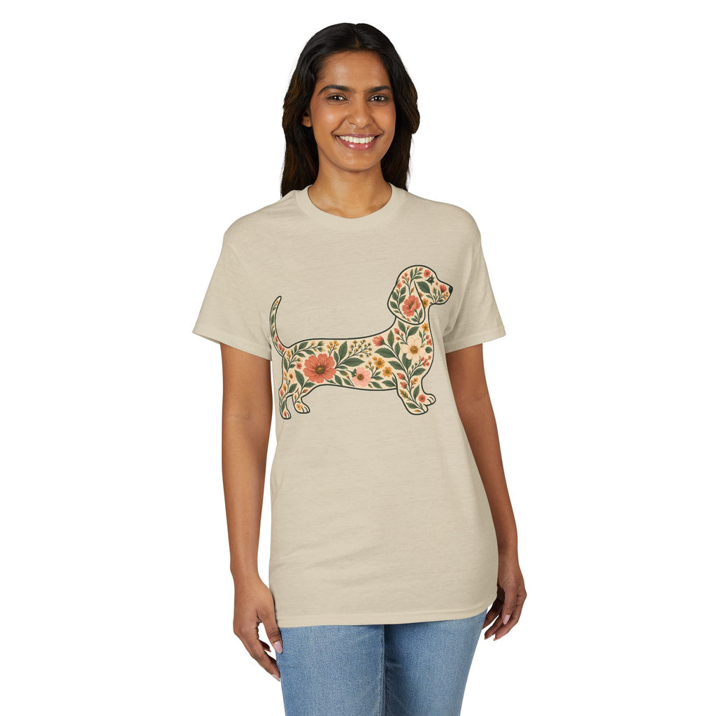 Floral Dachshund Silhouette Women's T-Shirt