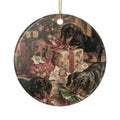 Dachshunds Opening Presents 2 Sided Ceramic Ornament