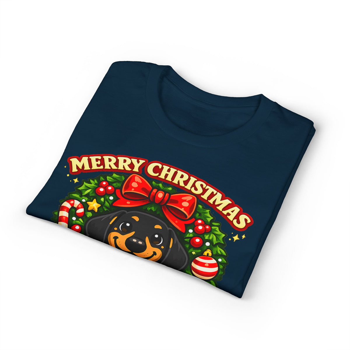 Merry Christmas Dachshund In Wreath T-Shirt