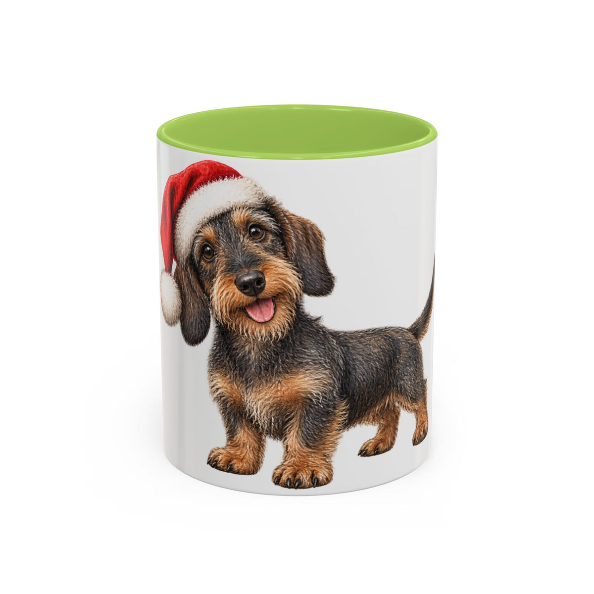 Wire Hair Dachshund Santa Hat Accent Coffee Mug
