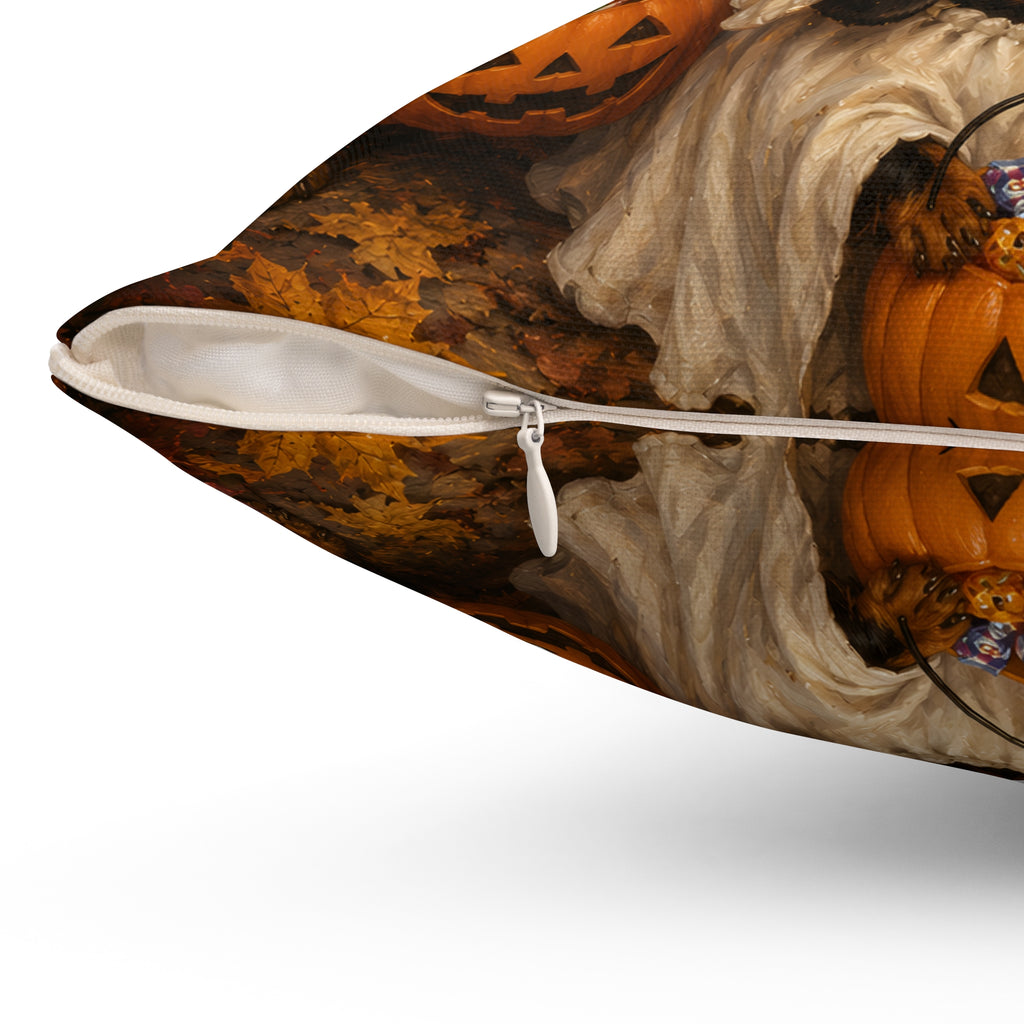 Trick Or Treating Dachshunds Spun Polyester Square Decorative Pillow