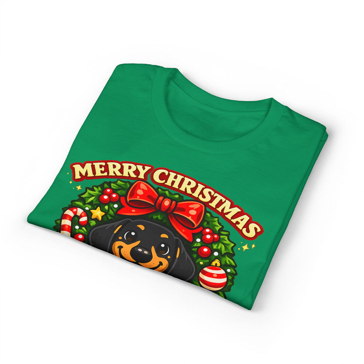 Merry Christmas Dachshund In Wreath T-Shirt