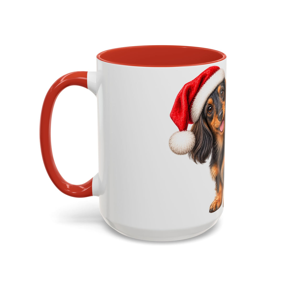 Long Hair Dachshund Santa Hat Accent Coffee Mug