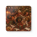 Opening Christmas Presents Corkwood Coaster Set