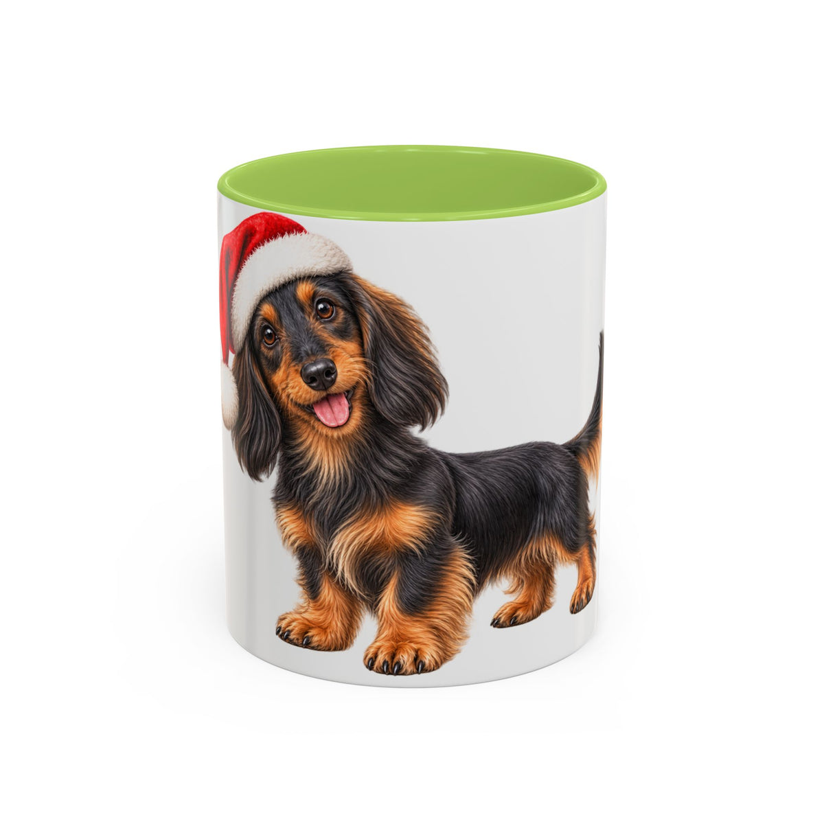 Long Hair Dachshund Santa Hat Accent Coffee Mug