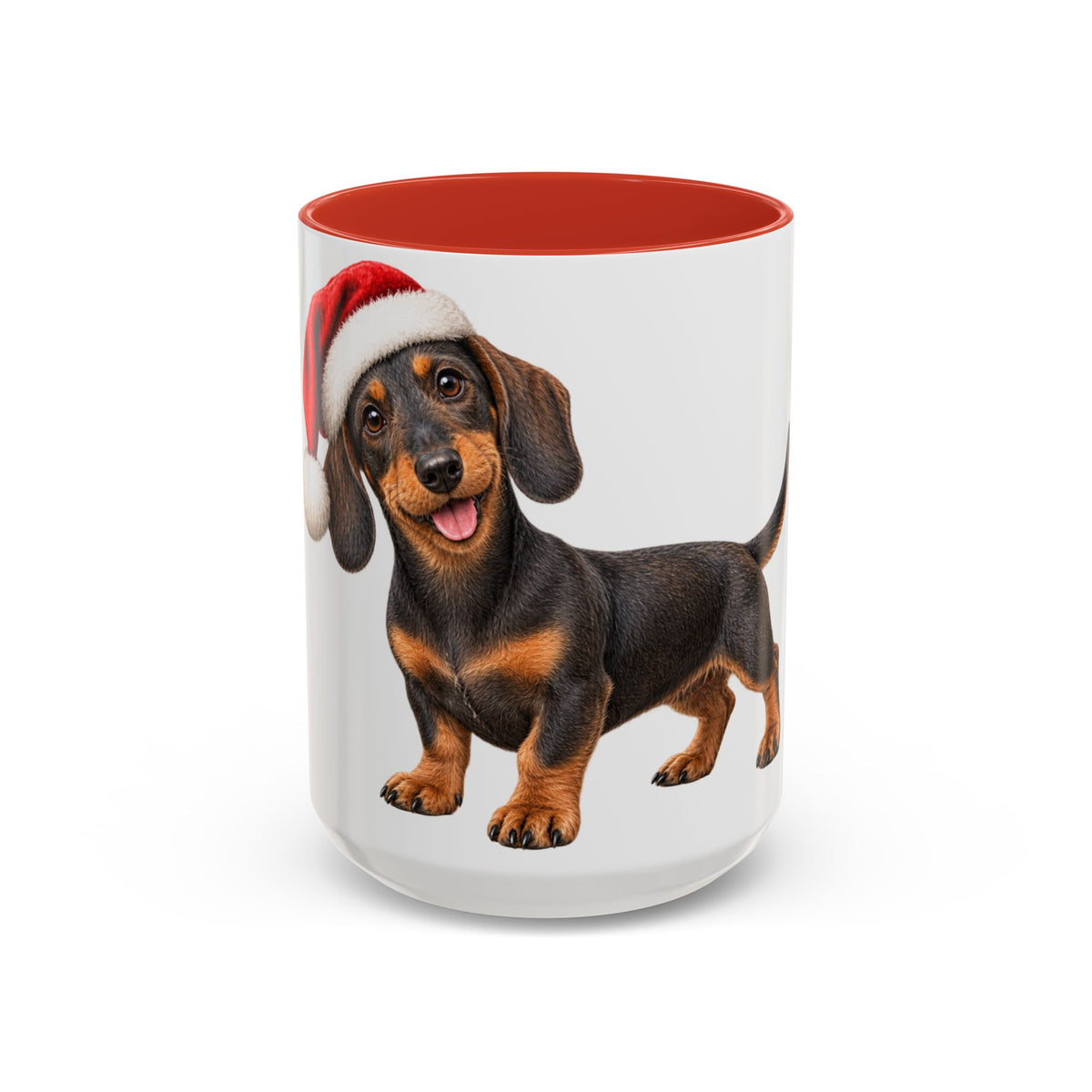 Short Hair Dachshund Santa Hat Accent Coffee Mug