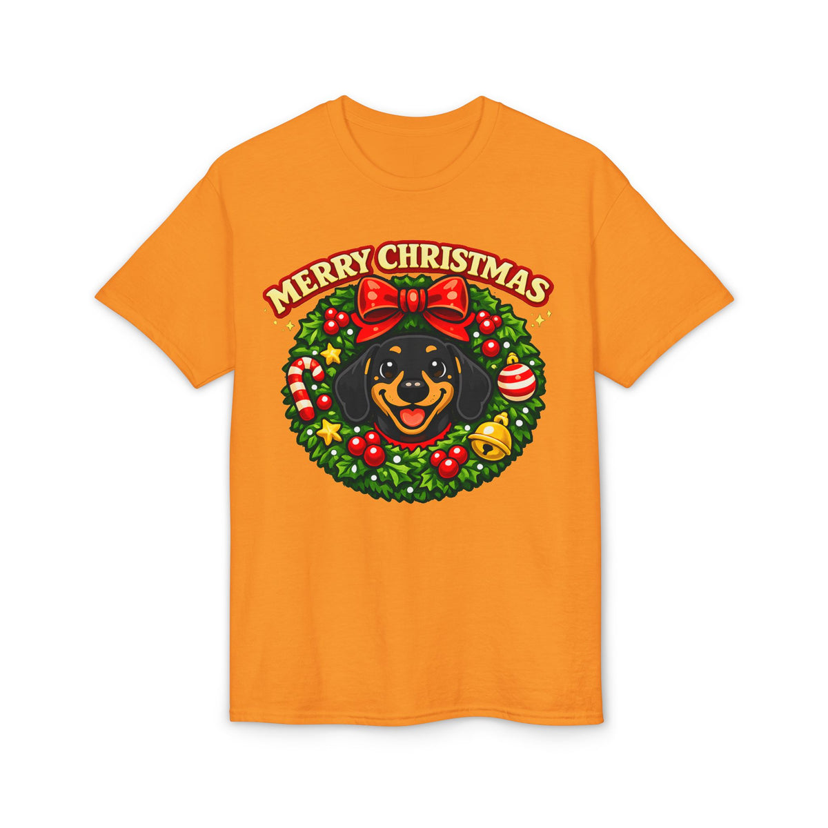 Merry Christmas Dachshund In Wreath T-Shirt