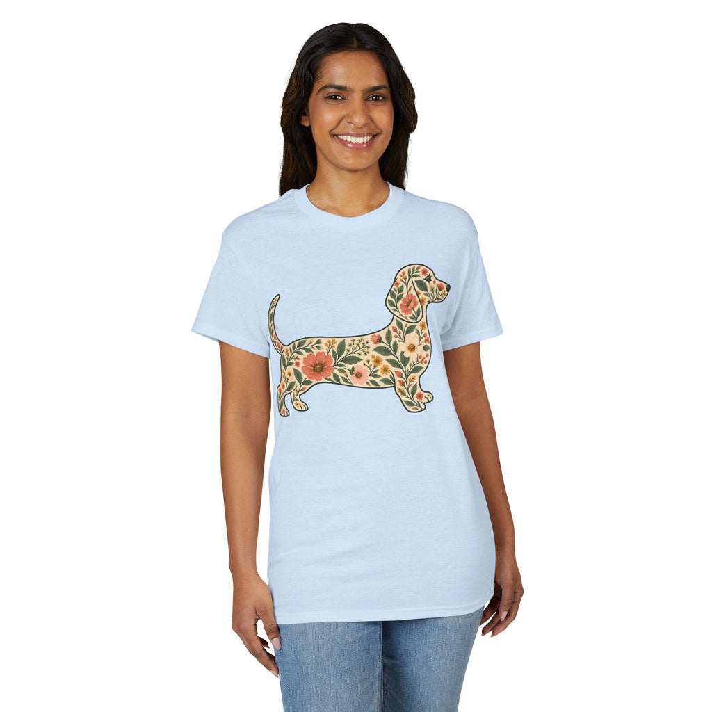 Floral Dachshund Silhouette Women's T-Shirt