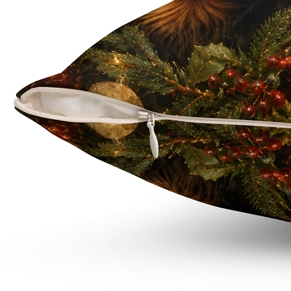 Festive Dachshund Trio With Christmas Trees Spun Polyester Square Decorative Pillow
