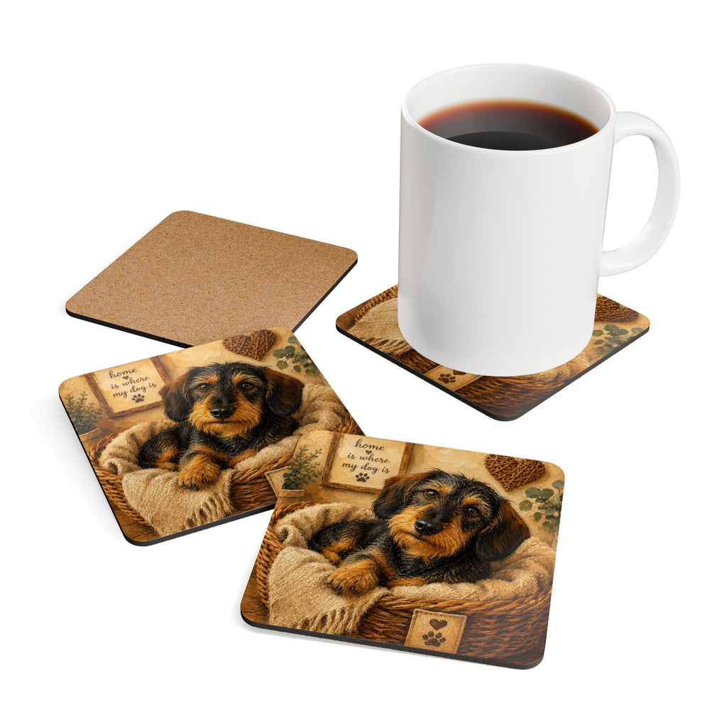 Cozy Wire Hair Corkwood Coaster Set