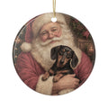 Santa Holding A Short Hair 2 Sided Ceramic Ornament