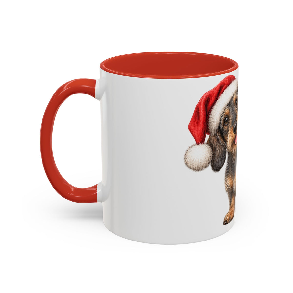 Wire Hair Dachshund Santa Hat Accent Coffee Mug