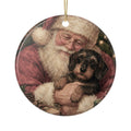 Santa Holding A Wire Hair 2 Sided Ceramic Ornament