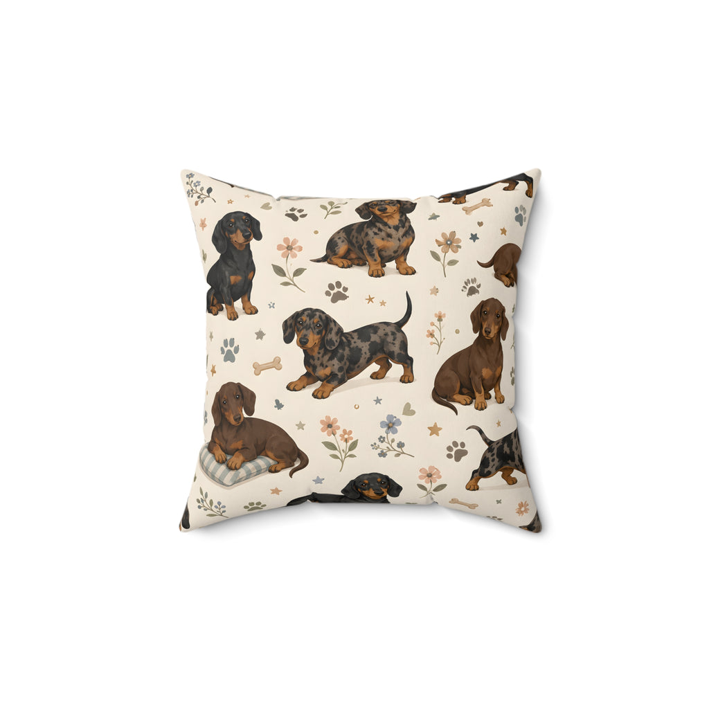 Doxie Delight Spun Polyester Square Decorative Pillow