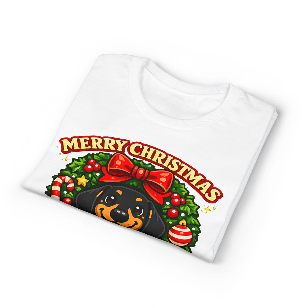 Merry Christmas Dachshund In Wreath T-Shirt